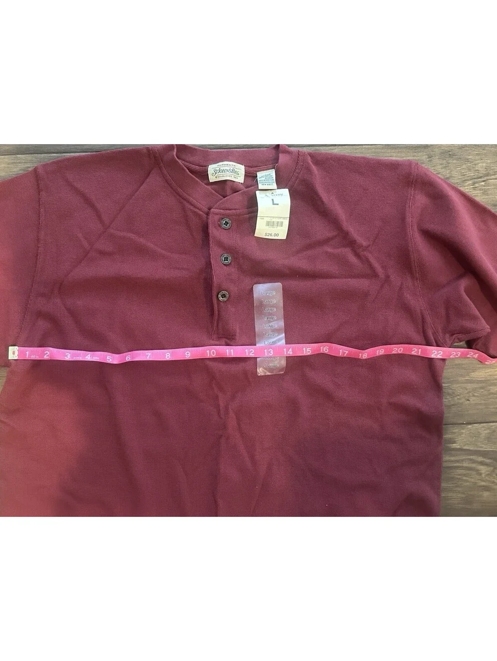 NWT Vintage St. John’s Bay Men’s 100% Cotton Waffle Knit Maroon Shirt Large 90s